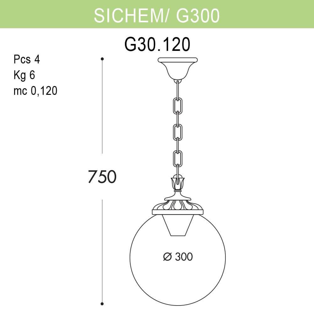 Уличный подвесной светильник Fumagalli Sichem/G300 G30.120.000.WZE27 FUMAGALLI SICHEM, G300 273217 Белый  - Вид №1