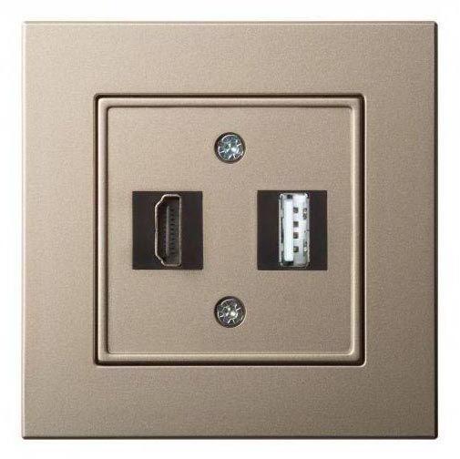 28-3243 Розетка HDMI/USB Liregus Epsilon шампань