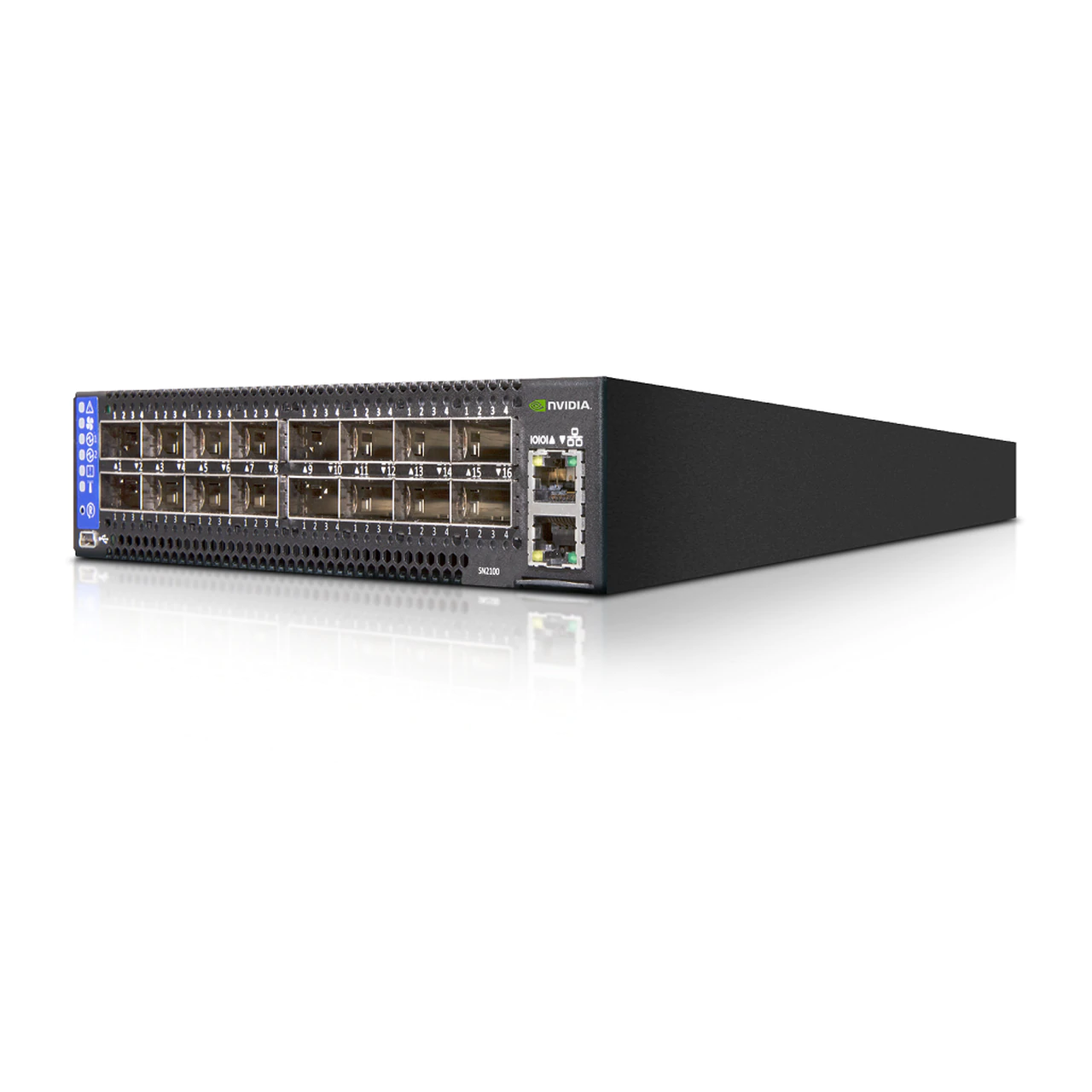 MSN2100-BB2F Spectrum™ based 40gbe 1u open ethernet switch with mlnx-os, 16 qsfp28 ports, 2 power supplies (ac), x86 dual core, short depth, p2c airflow, rail kit must be purchased separately, rohs6 Mellanox Santreyd  - Вид №1