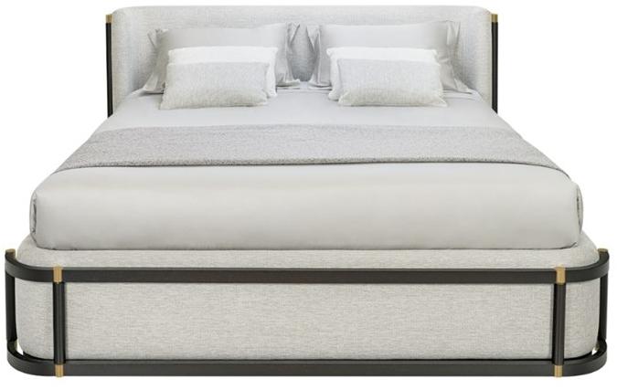 FRATO Кровать King size из льна с мягким изголовьем Como Ffu010006aax - Вид №1