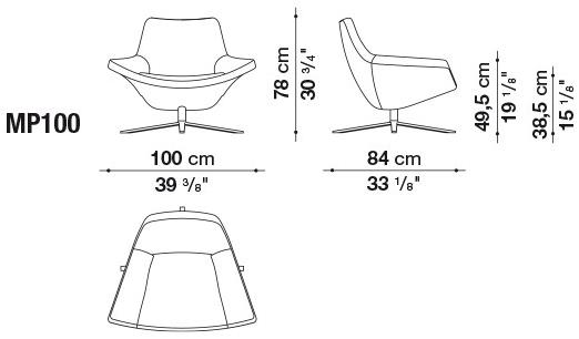 B&B Italia Поворотное кресло, обитое тканью с 4 спицами Metropolitan sun-id-1480169 - Вид №7