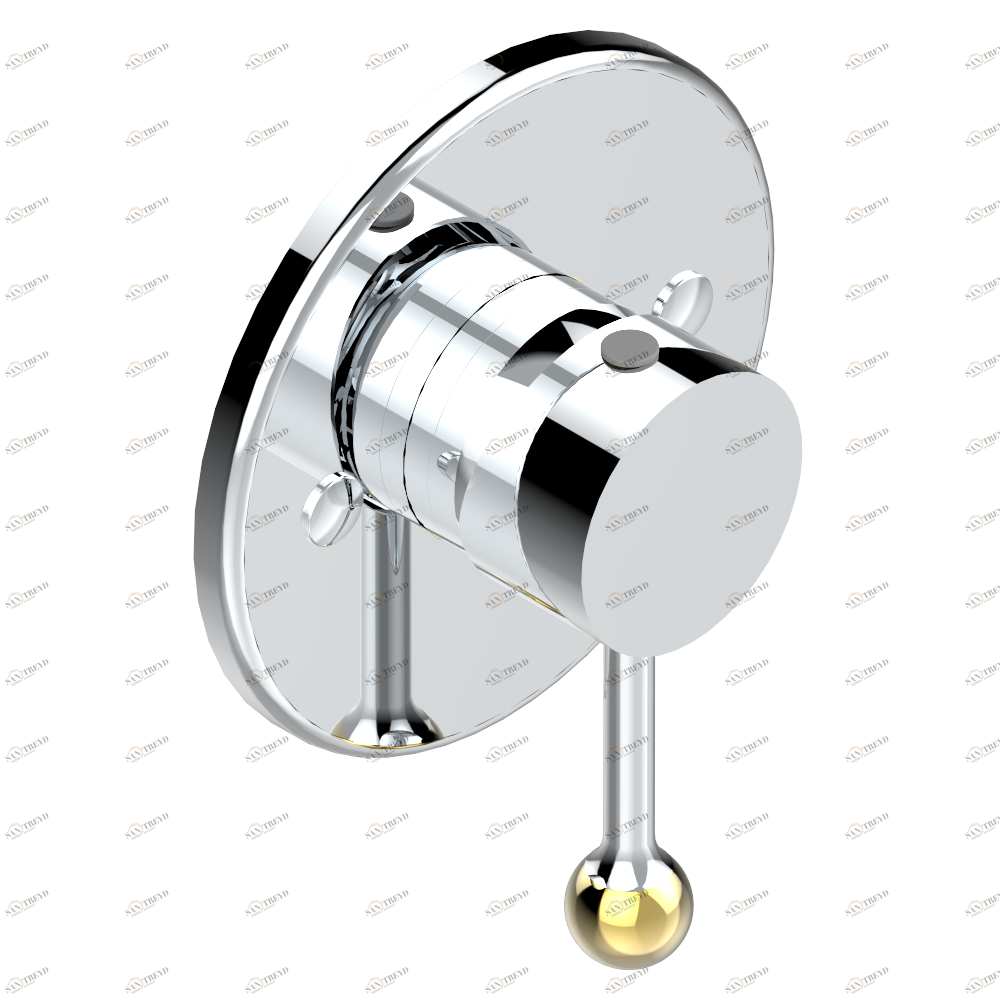 U6E-6540B Внешняя часть смесителя для душа однорычажного встраиваемого в стену 06540 Thg-paris Pétale de Cristal, прозрачный хрусталь с золотой каймой Хром/золото U6E 6540B CAT.A
