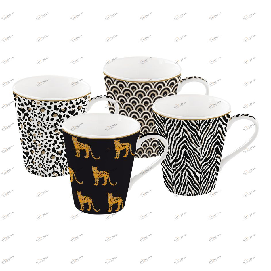 Кружки фарфоровые 4 ш черные "Саванна" EASY LIFE COFFEEMANIA & ATMOSPHERE 00-3946973 Черный 