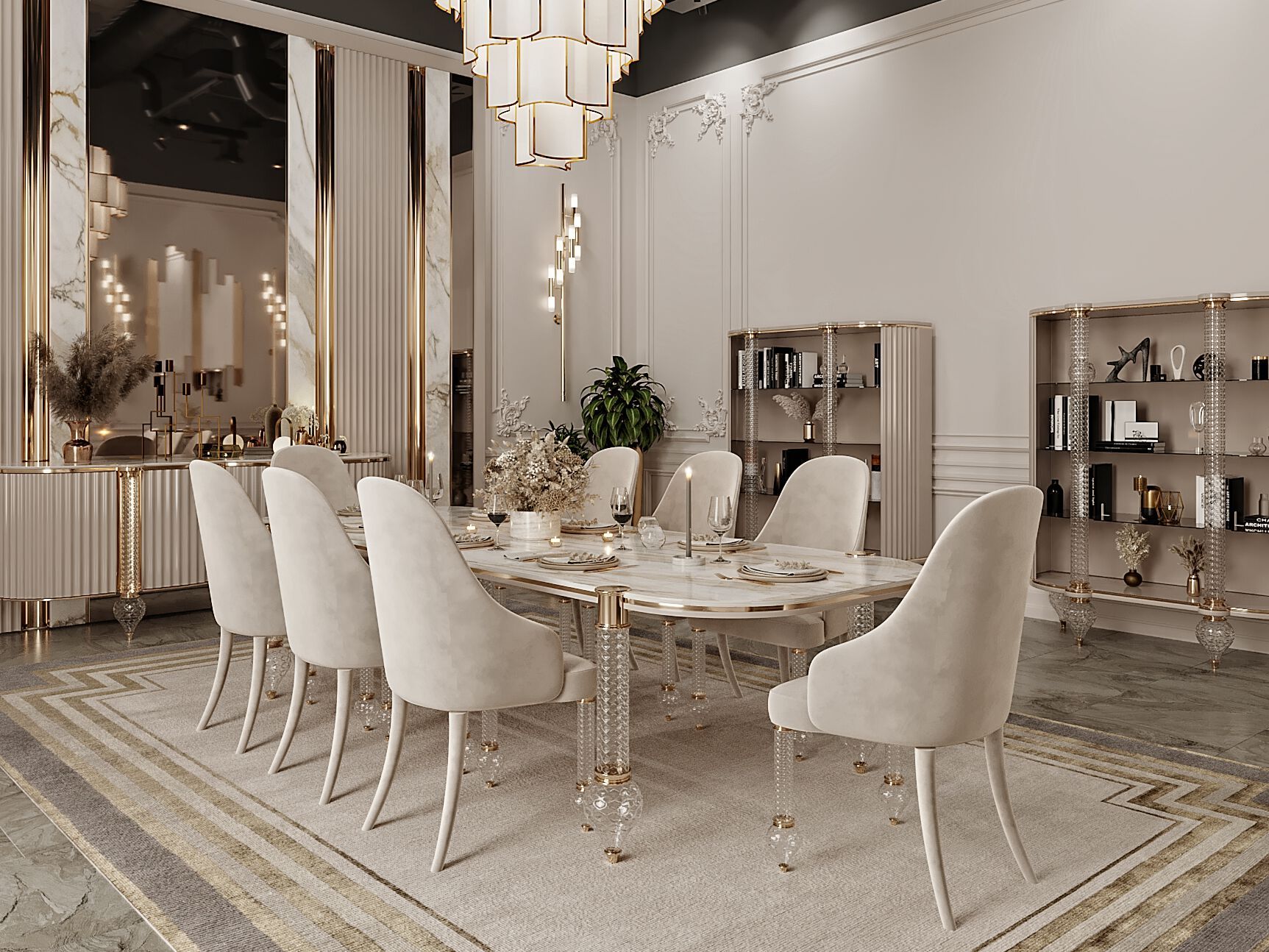 Мраморный овальный обеденный стол Zebrano Velovis ARCH-00029581 - Вид №5