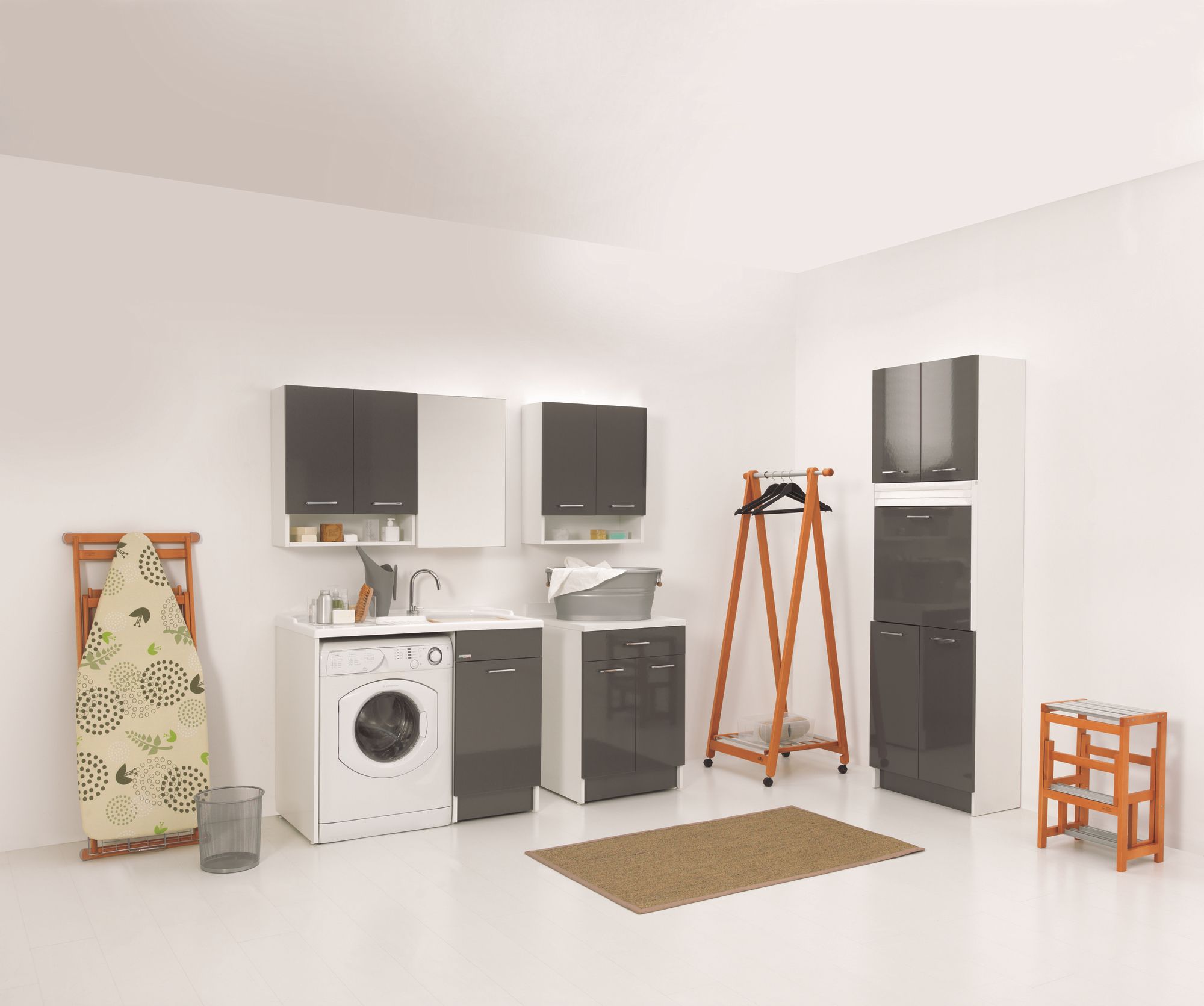 Шкаф для белья из ДСП с бельевой стойкой для стиральной машины COLAVENE Duo ARCH-00049856 - Вид №5