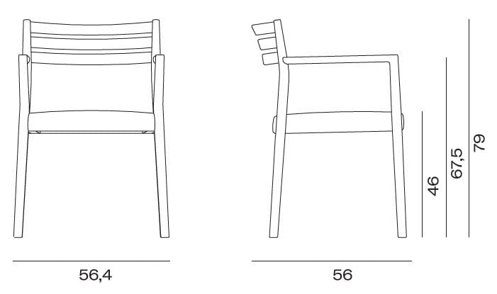 Деревянный стул с подлокотниками и сиденьем из натуральной кожи Vergés Bogart ARCH-00145518 - Вид №2