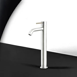 Смеситель для раковины сталь глянцевая с бежевой ручкой Toki Radomonte TKS3LCIL18