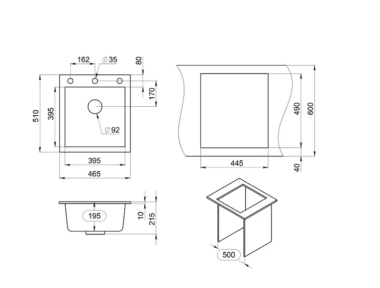 4651, ПЕСОК, кухонная мойка, кварц GRANULA 4651-ST94 - Вид №3