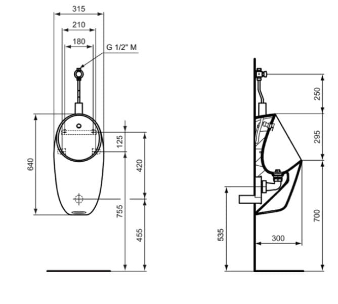 Керамический подвесной писсуар Ideal Standard i. life ARCH-00090749 - Вид №2