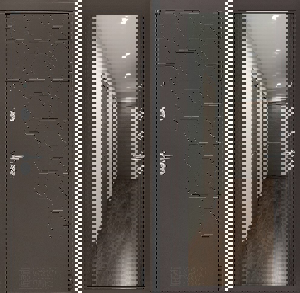 91027225 Входная дверь Смоки 205х96см зеркало правый венге STLM-0447246 LABIRINTDOORS