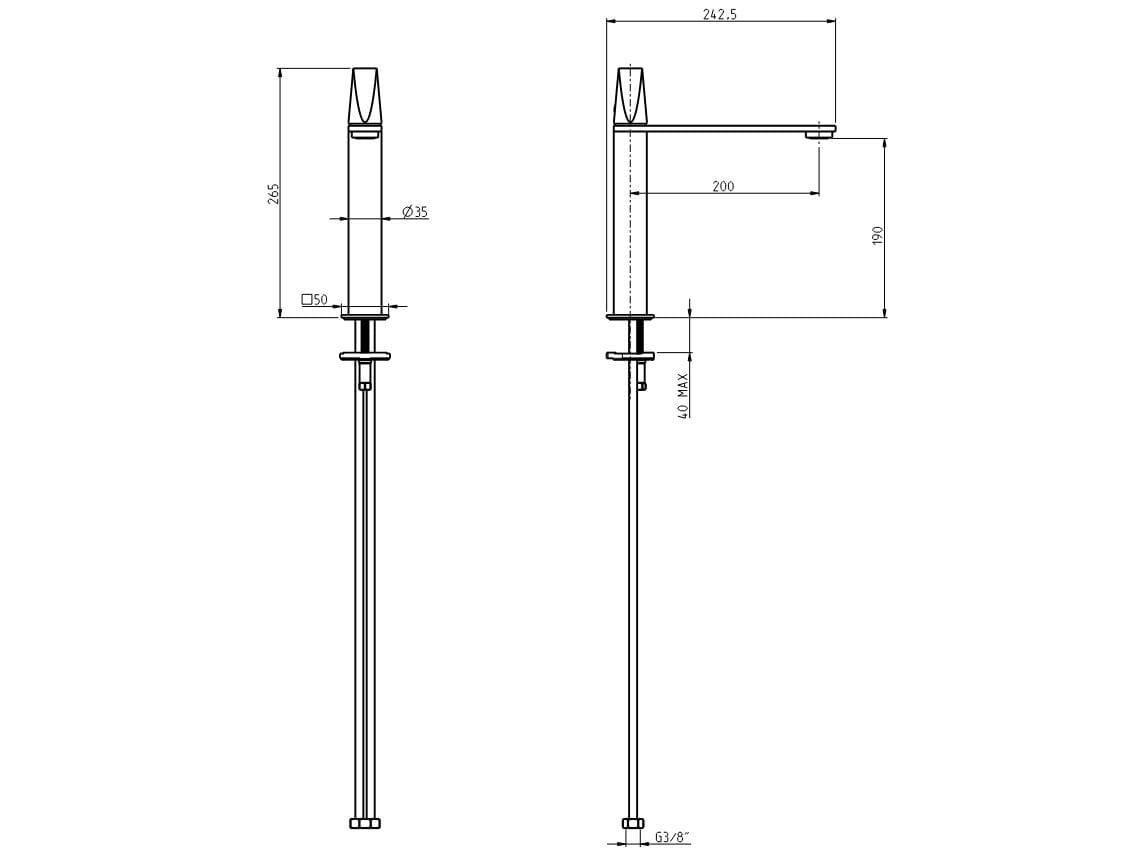 Однорычажный смеситель для раковины из нержавеющей стали без слива Rubinetterie Frattini Aline ARCH-00083074 - Вид №2