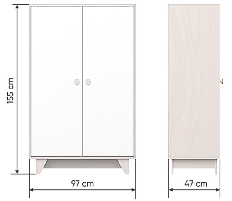 Шкаф двухдверный детский белый Line ELLIPSE ELLIPSE LINE 257713 Белый Santreyd  - Вид №1
