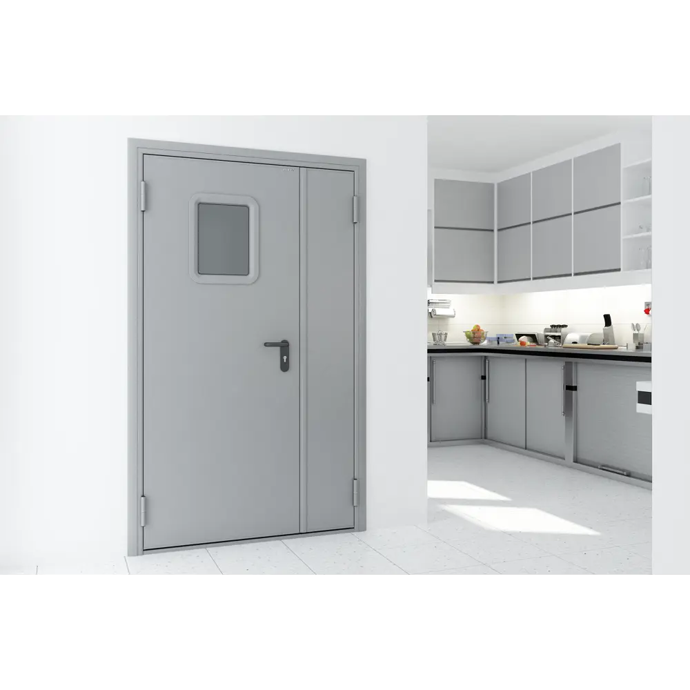 Дверь противопожарная EI60 остекленная 145x205 см левая RAL7035 DOORHAN STLM-2171293 - Вид №3