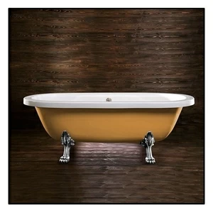 Ванна напольная отдельностоящая бежевая с хромированными  ножками "Львиная лапа" Akcjum Octavia WN-09-01-CH-B