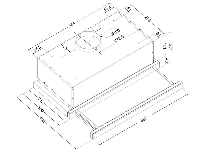 9905541 Вытяжка телескопическая Evelux TEL 60 W белый/белый STDN-0047736 - Вид №11