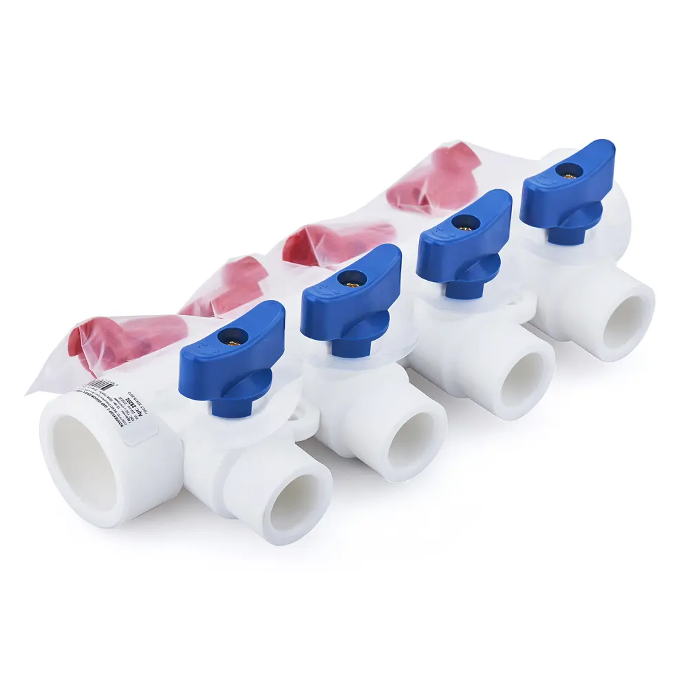 Коллектор с шаровыми кранами RTP 25 мм на 4 выхода 20 мм полипропилен STLM-2005948