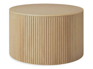 Низкий круглый журнальный столик из дуба с отсеком для хранения