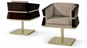 Carpanese Home Вращающееся кресло из нубука с подлокотниками Contemporary 7510