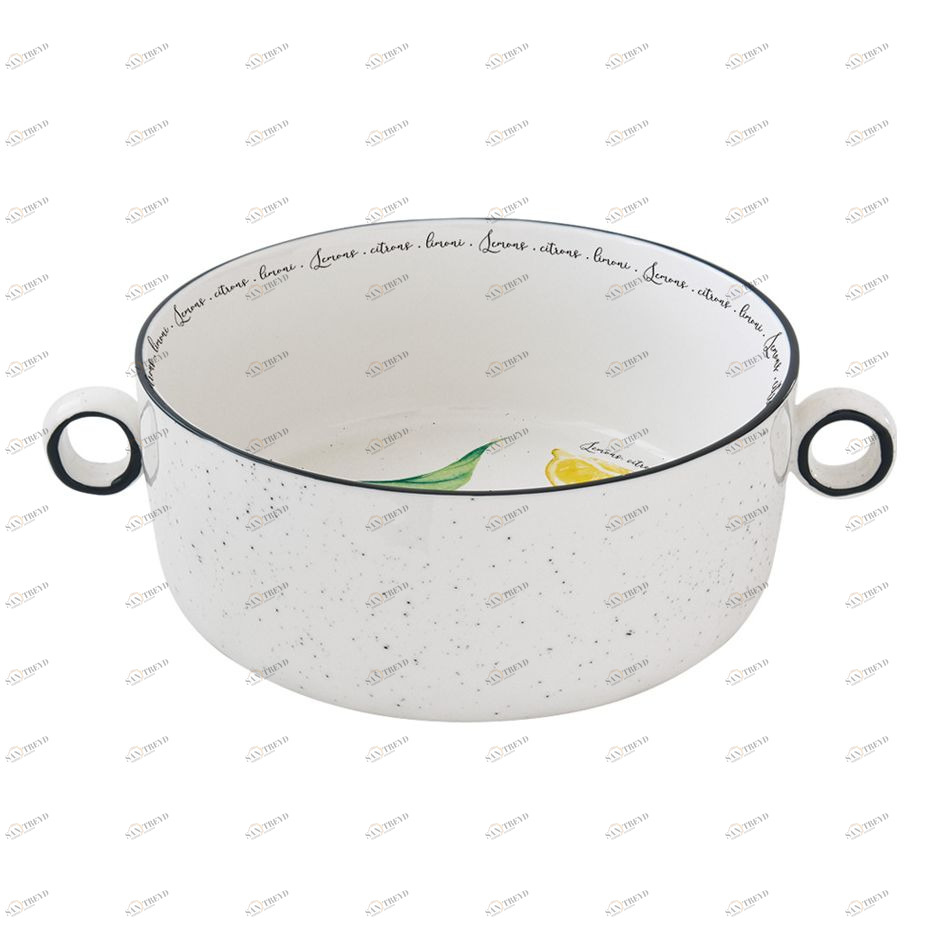Салатник с ручками фарфоровый белый с желтым 20 см Amalfi EASY LIFE AMALFI 00-3946708 Белый;желтый