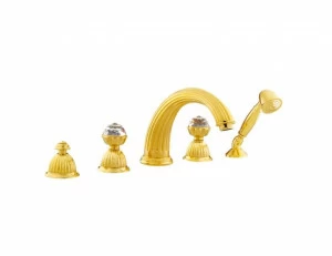 033216.000.00 Набор для ванны с пятью отверстиями и кристаллами сваровски Золото 24К