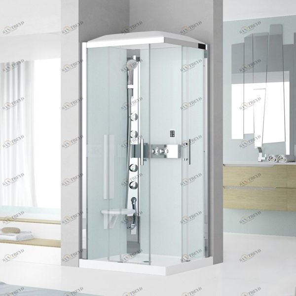 Душевая кабина термостатическая 90x90 GLAX 3 A90 HYDROMASSAGE Novellini GLAX 3 с высоким душевым поддоном, серебристым профилем и крышей GL3A99T1F1B