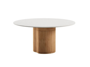 Круглый керамический обеденный стол с колесами