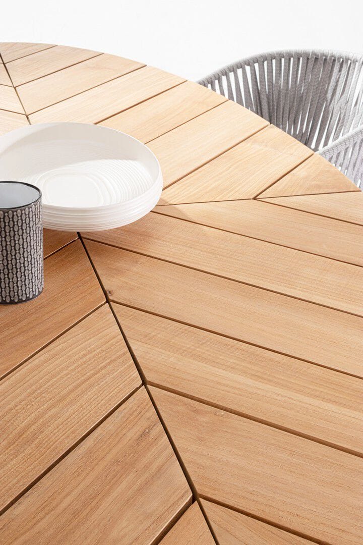 Овальный стол для сада из алюминия и тика BIZZOTTO PALMDALE ARCH-00071500 - Вид №5