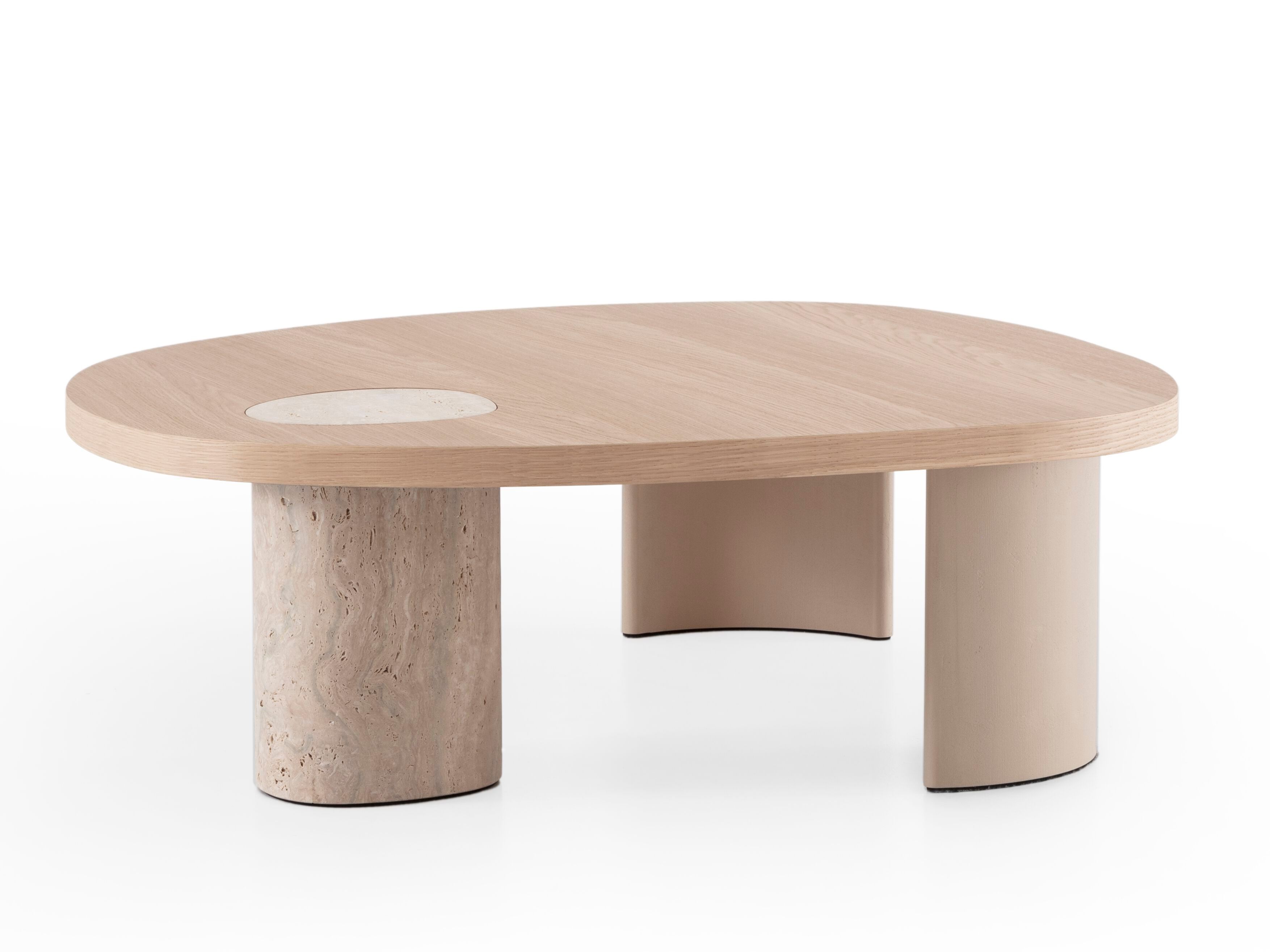 Травертин журнальный столик с деревянной столешницей Morica Design Haute Couture ARCH-00145254