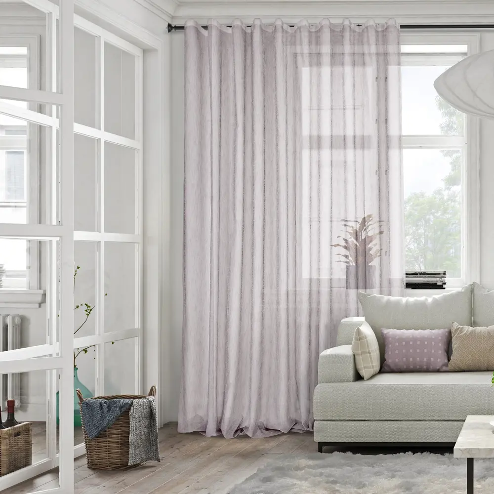 MIAMOZA Тюль Холи на шторной ленте 300x280 см цвет какао 89051709