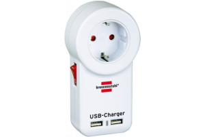15422796 Переходник: 1 розетка + 2 USB-порта для зарядки электроприборов 1508150 Brennenstuhl