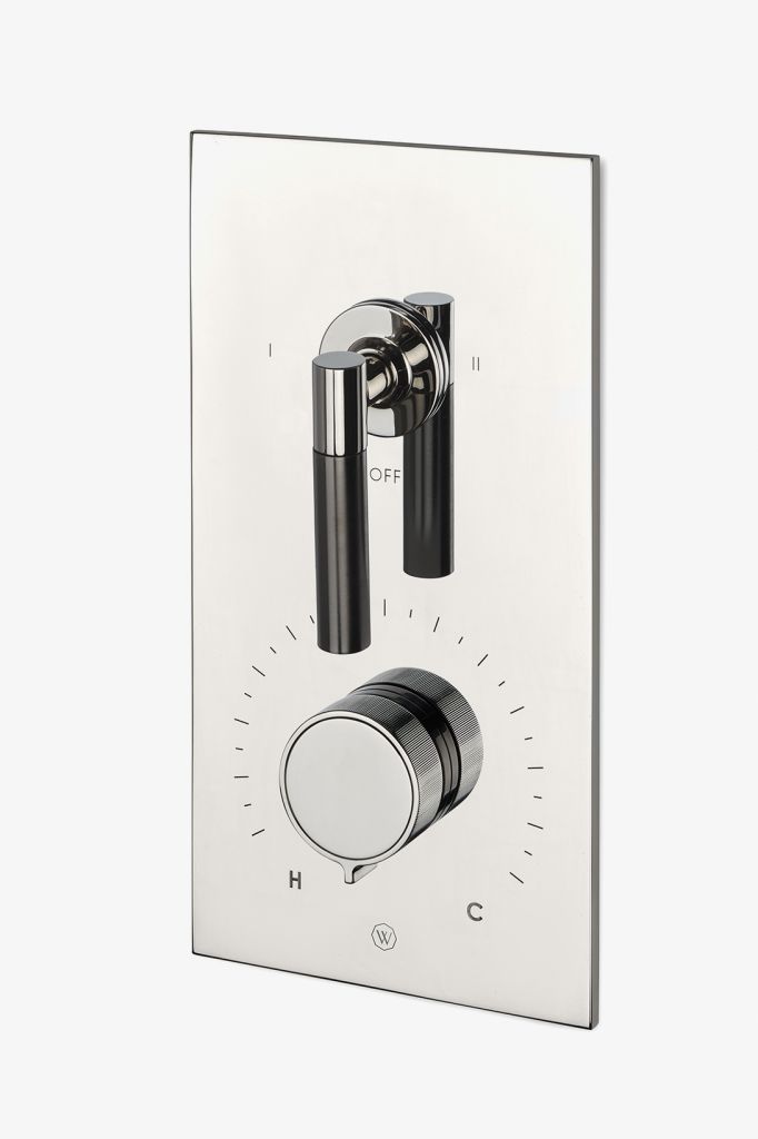 BTH42B Серия Bond Tandem Встроенная термостатическая и двусторонняя отделка с переключателем с двухцветной ручкой и ручкой с гильошированными линиями Waterworks