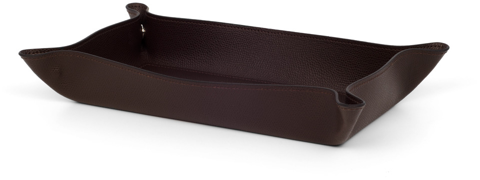 Прямоугольный поднос для мелочей - 10x15 см / тканая кожа_светло-серый