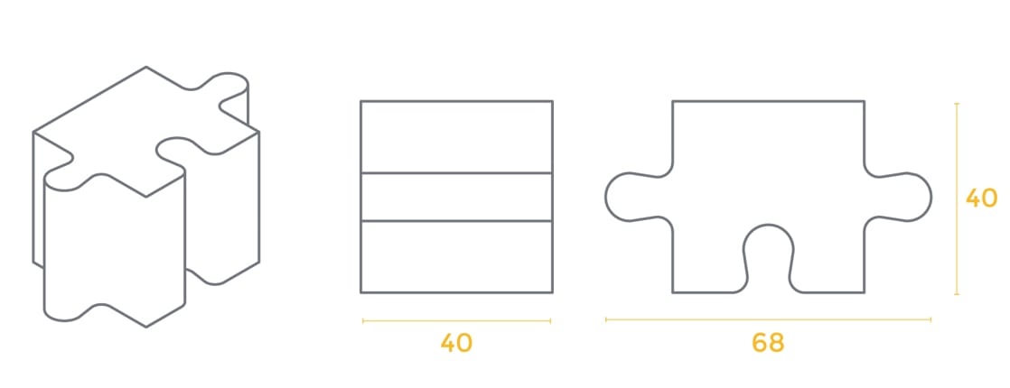 Модульный пуф с пенопластовым покрытием SIXINCH PUZZLE ARCH-00136351 - Вид №6