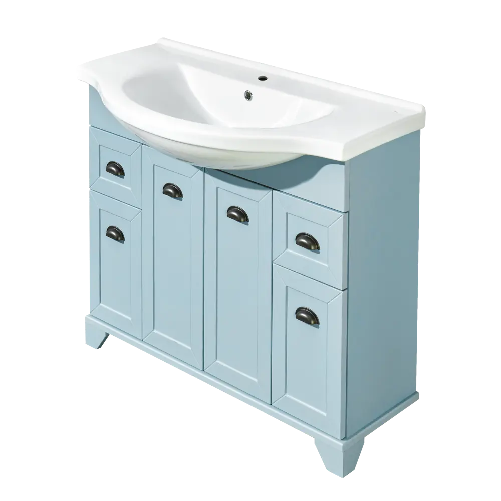 Тумба под раковину напольная Aquaton Шарм 100 см цвет зелёный STLM-2202480 - Вид №1