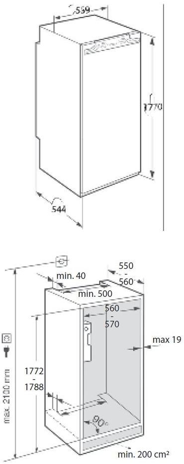 V-ZUG Встраиваемая вертикальная морозильная камера из пластика с ящиками класса а ++  Kig60ir  - Вид №1