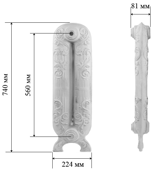 Чугунный радиатор RETROstyle Sheffield 560 8 секций 7126 - Вид №2