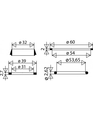 045600 005 00  Комплект из 4 прокладок для сифона для умывальника, с базовой прокладкой, плоской прокладкой, конической прокладкой и уплотнительным кольцом Valentin Чернить  - Вид №2