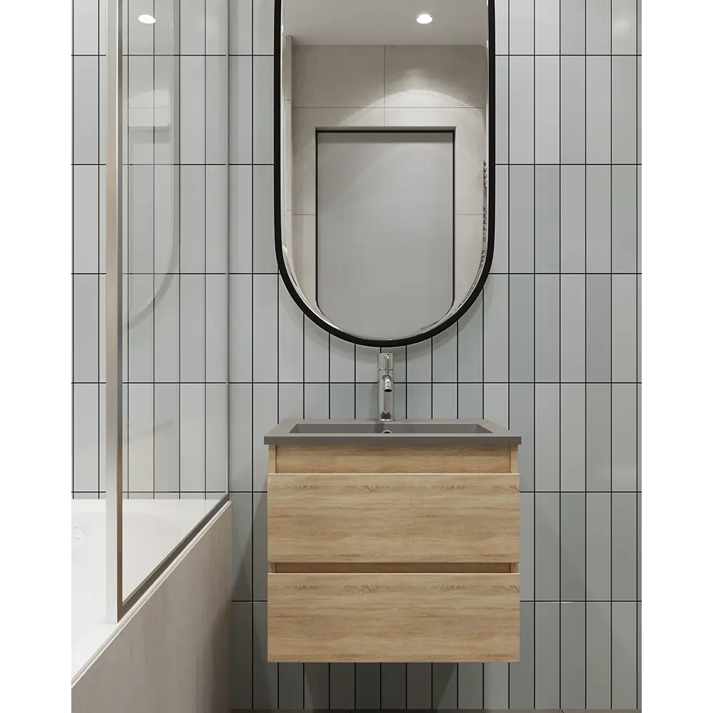 Florentina Зея — стильная прямоугольная раковина для ванной в сером матовом исполнении 88941925 STLM-1563818 - Вид №4