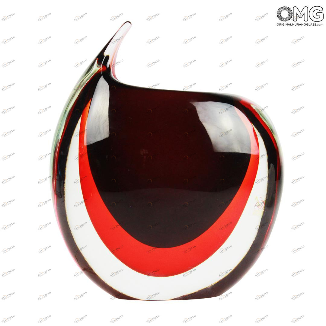 1705 ORIGINALMURANOGLASS Ваза Красный тигр - соммерсо - муранское стекло 15 см 