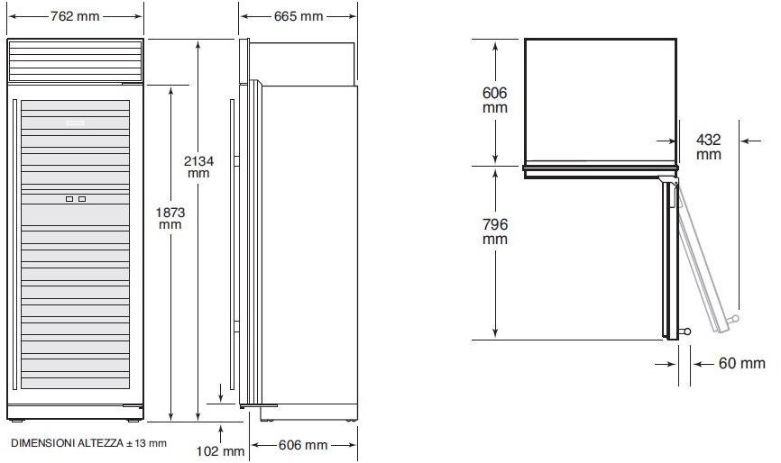 Sub-Zero Вертикальный винный шкаф из нержавеющей стали со стеклянной дверью класса а Cantine vino Icbbw-30  - Вид №6