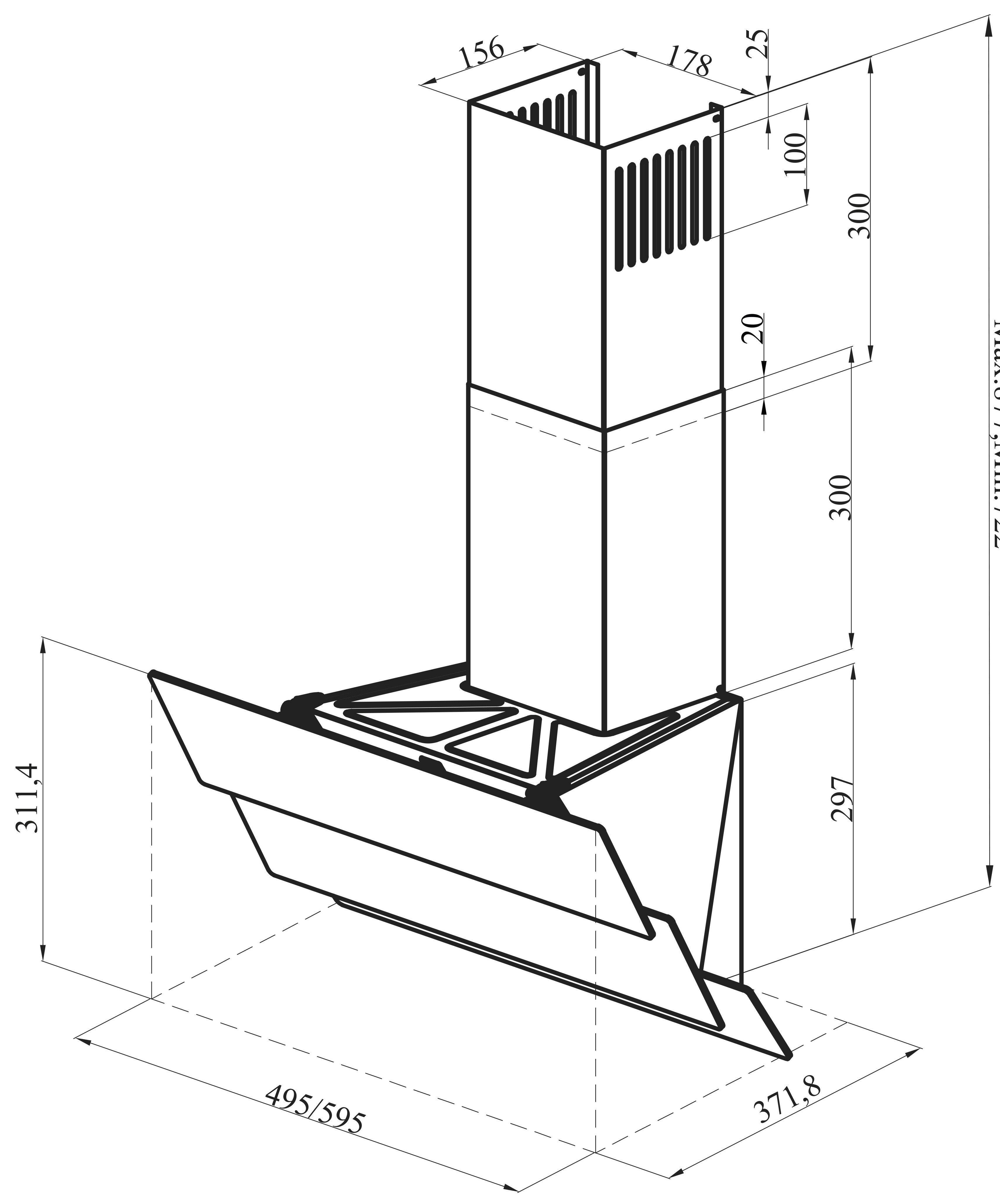 8198295 Вытяжка наклонная Oasis NS-60B черный/черный STDN-0121120 - Вид №9