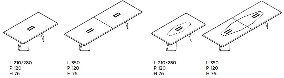 Прямоугольный стол для совещаний с системой люверсов Las Mobili Monolith ARCH-00116543