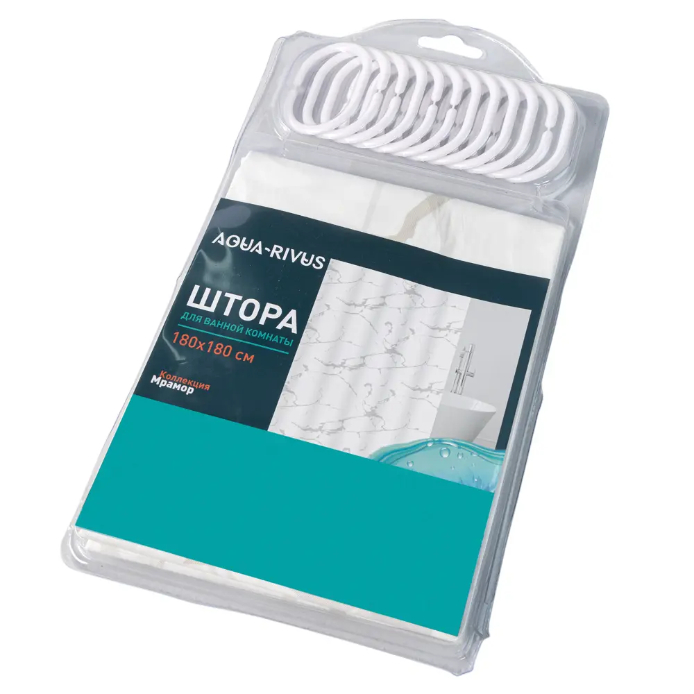 Штора для душа с кольцами Мрамор 180x180 см Peva цвет белый Santreyd нет STLM-2037021 - Вид №5