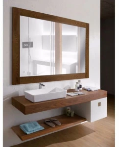 CARMENTA Подвесная тумба под умывальник из дерева с зеркалом Counter