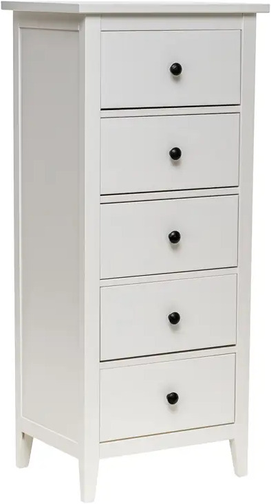 91122808 Комод Leset Мира 05 5 ящиков 58x44x131 см массив сосны цвет белый STLM-1084582