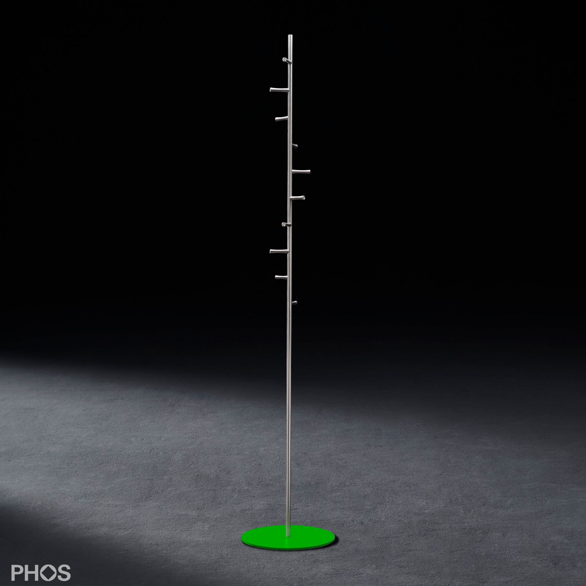 GSTH10F-BPGr Вешалка для одежды с 10 струящимися крючками, основание: зеленое. PHOS 