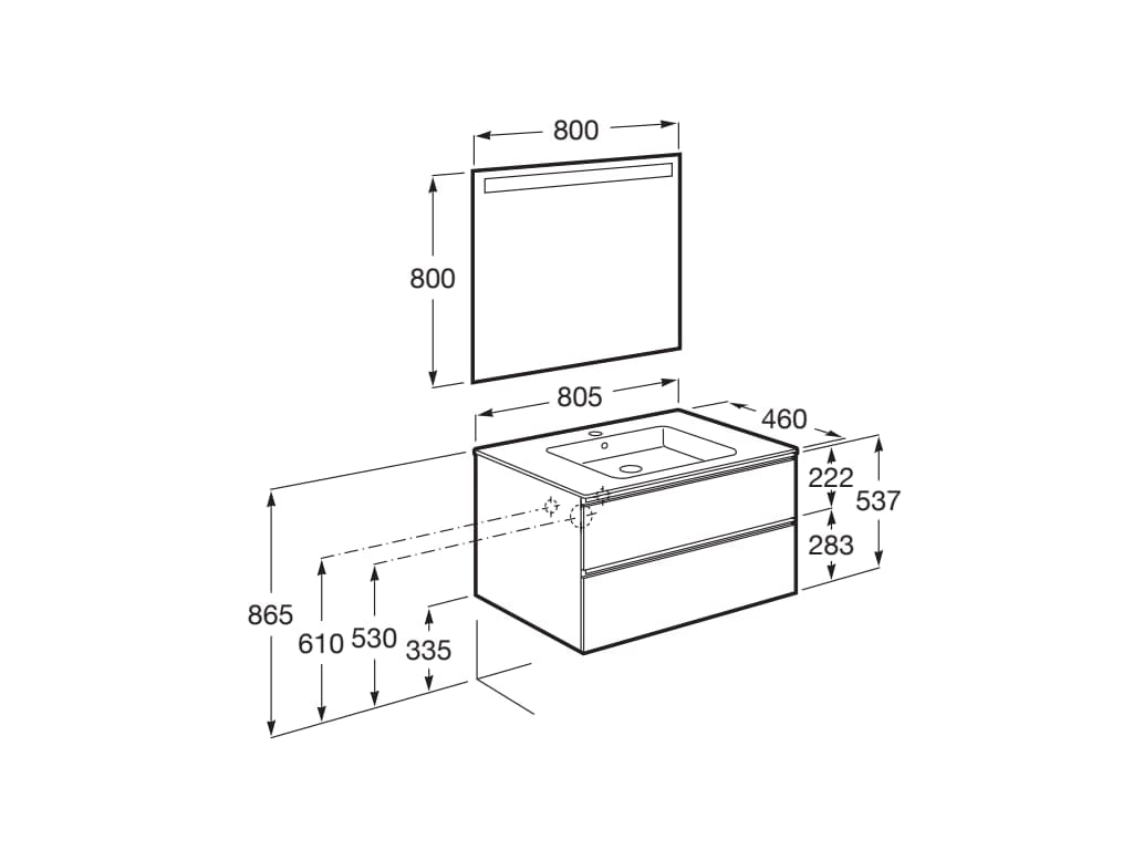 Деревянный умывальник с зеркалом и встроенной раковиной Roca UNIK A8515 / A8518 ARCH-00035896 - Вид №96