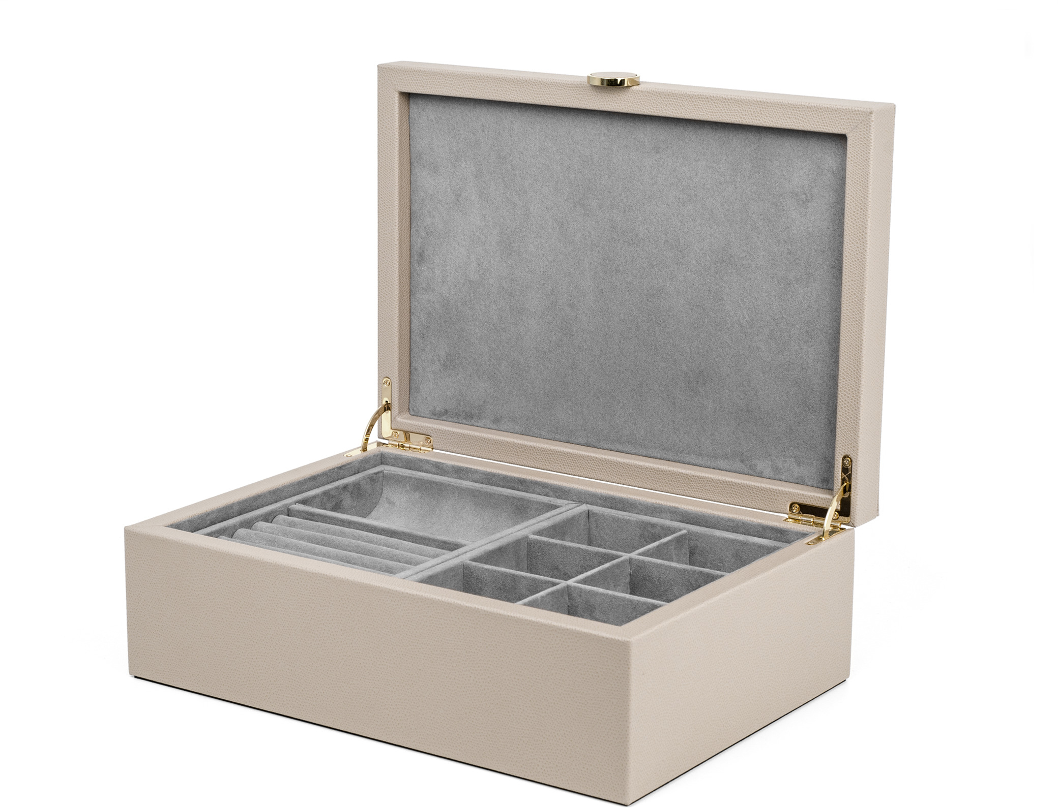 Шкатулка для драгоценностей Prestige - 29X19XH10 см / зерненая кожа_серо-коричневый