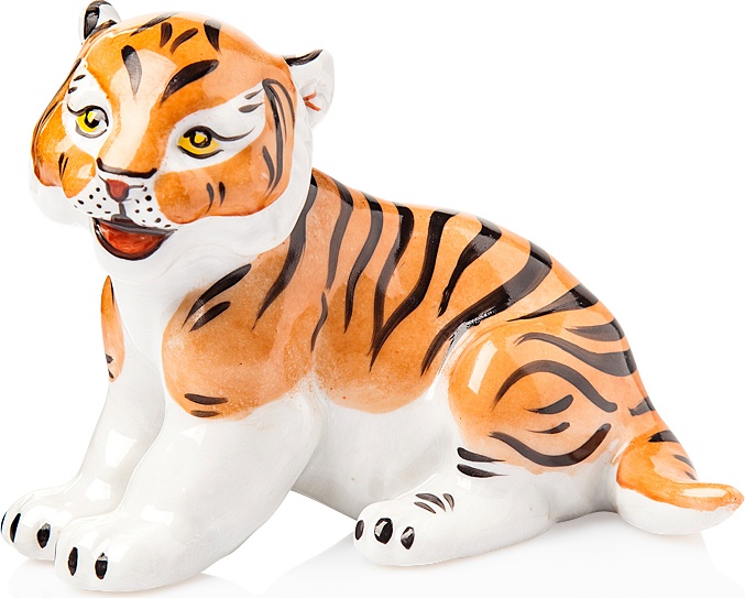 10617397 Мануфактуры Гарднеръ в Вербилках Скульптура 9 см "Тигрёнок" Фарфор, Керамика 