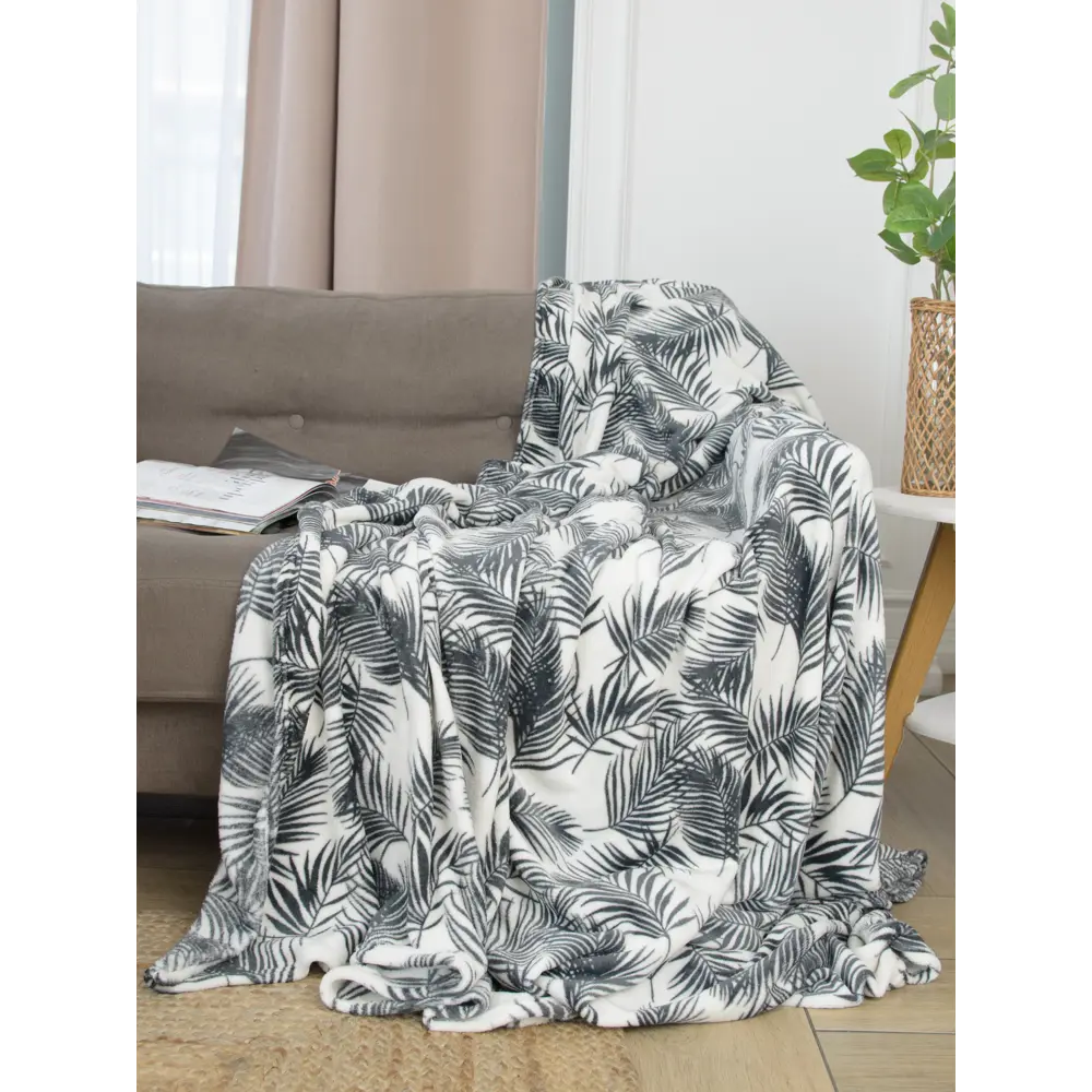 Плед Fleurette 200x220 см микрофибра цвет черно-белый 89390302 STLM-2100027 Ardenza